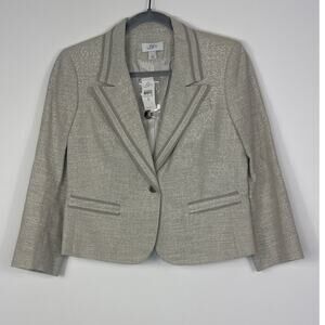 LOFT Ann Taylor Linen Blend Shimmer One Button Blazer Jacket NWT Size 6